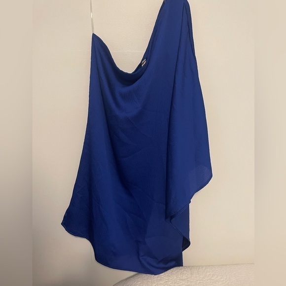 Tyche Washed Satin Crepe Asymmetrical One Sleeve Dress - Picture 1 of 5